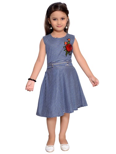 Blue Stripe Frock with Patches