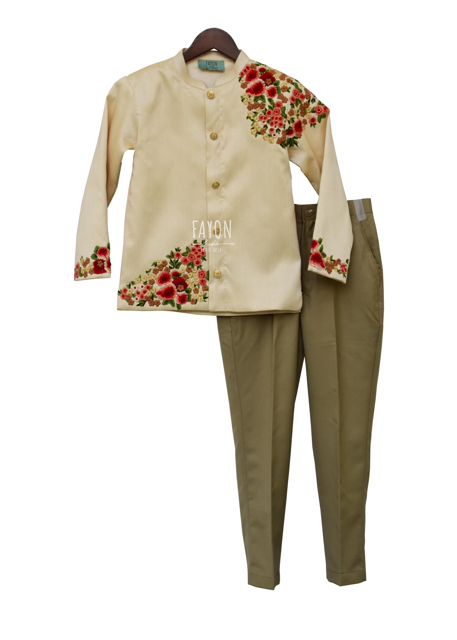 Ivory Band Gala with Beige Pant
