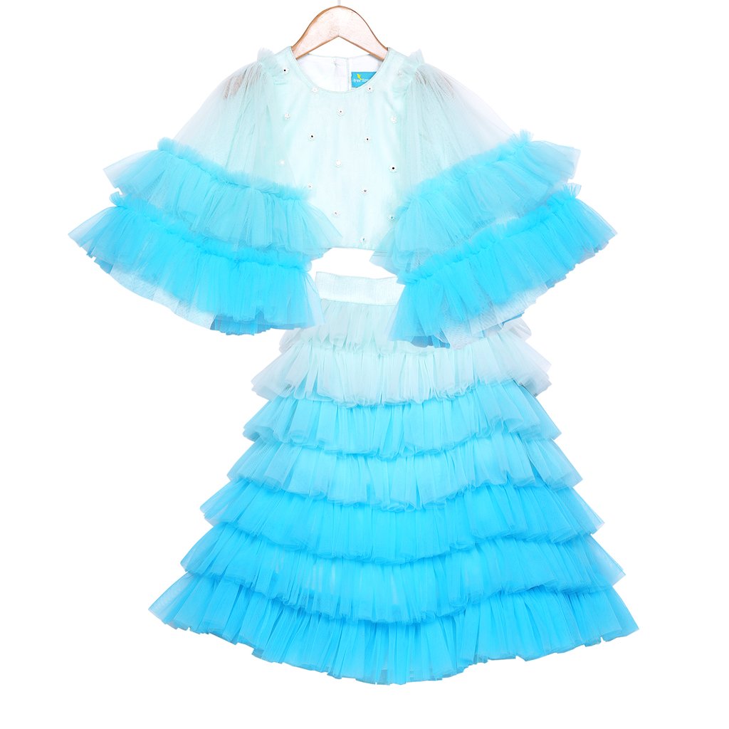 Ombre Blue Waterfall Skirt Set